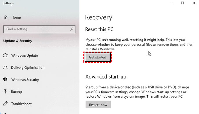 factory reset laptop